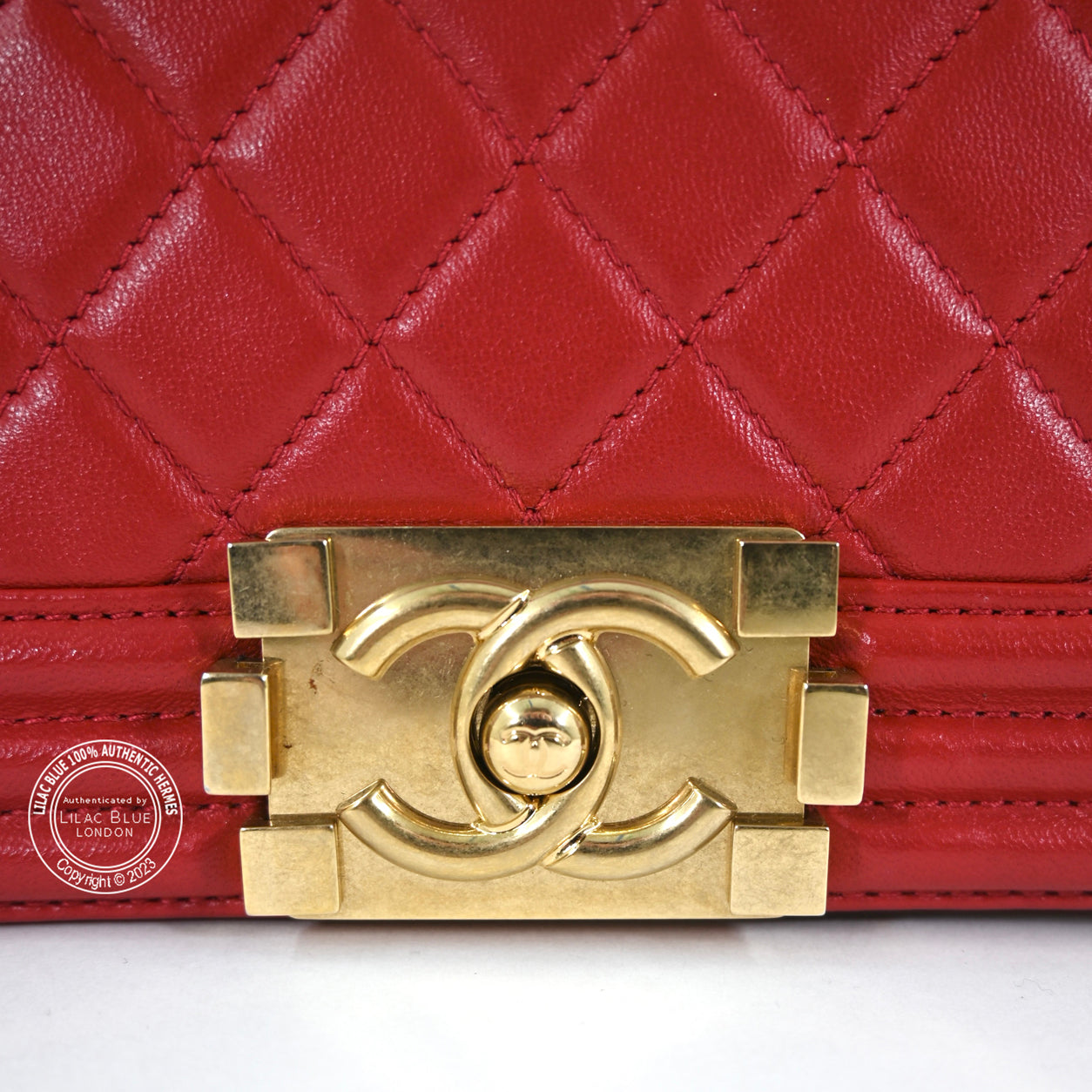 Chanel Boy Bag Red Lambskin BGHW - Preloved