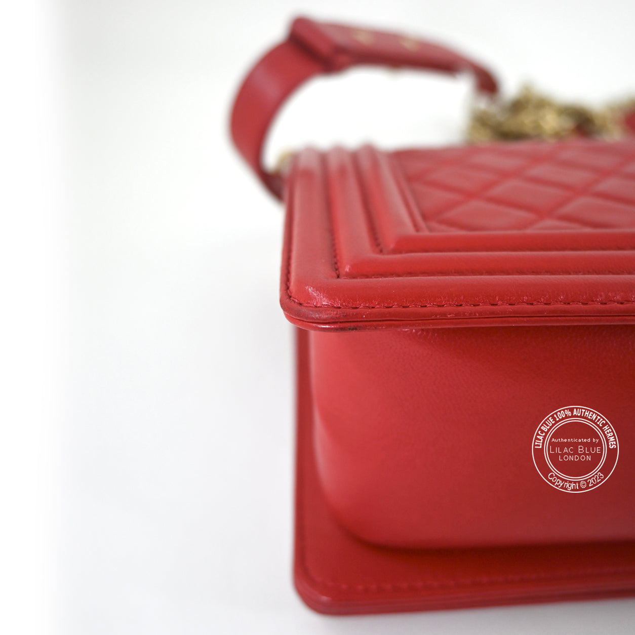 Chanel Boy Bag Red Lambskin BGHW - Preloved