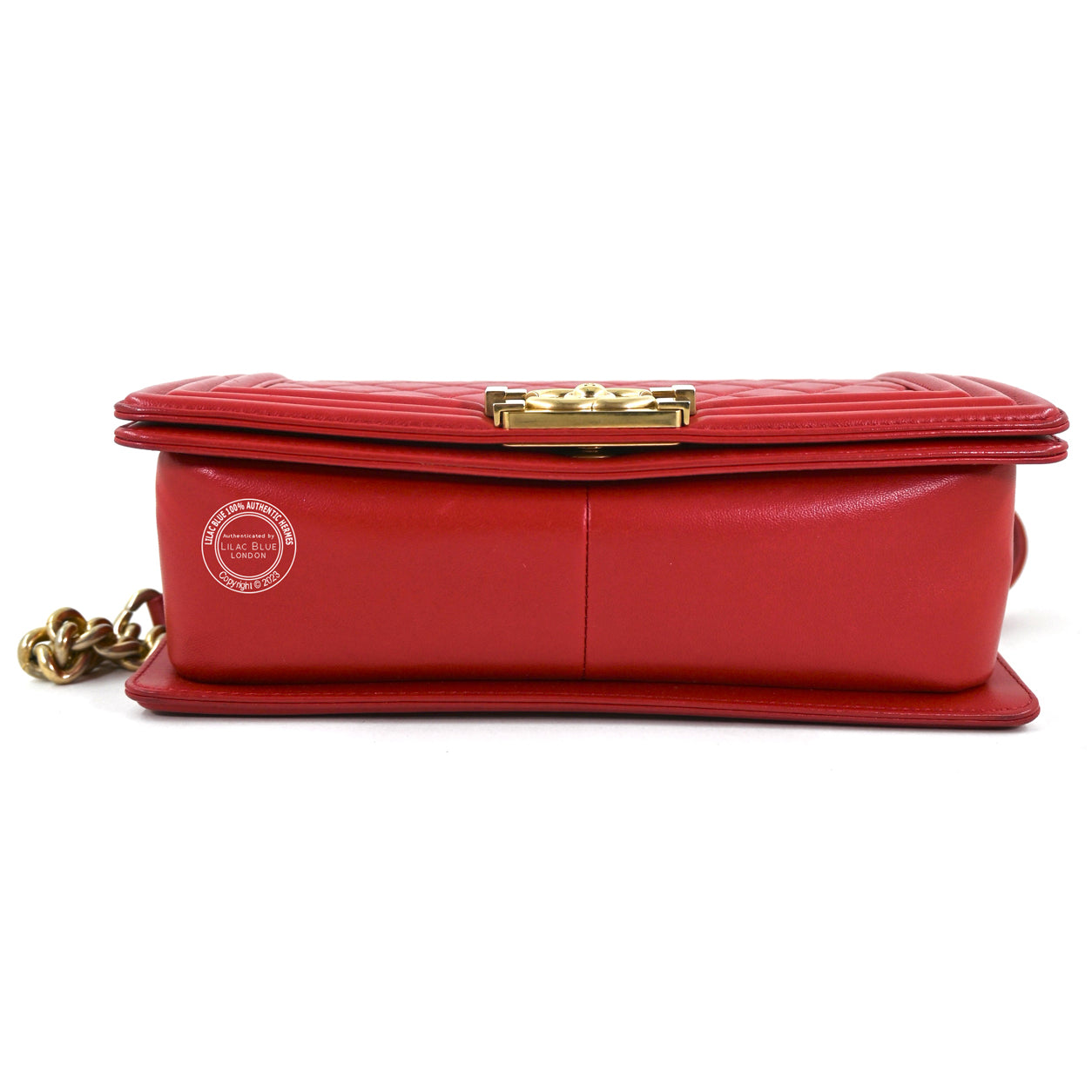 Chanel Boy Bag Red Lambskin BGHW - Preloved