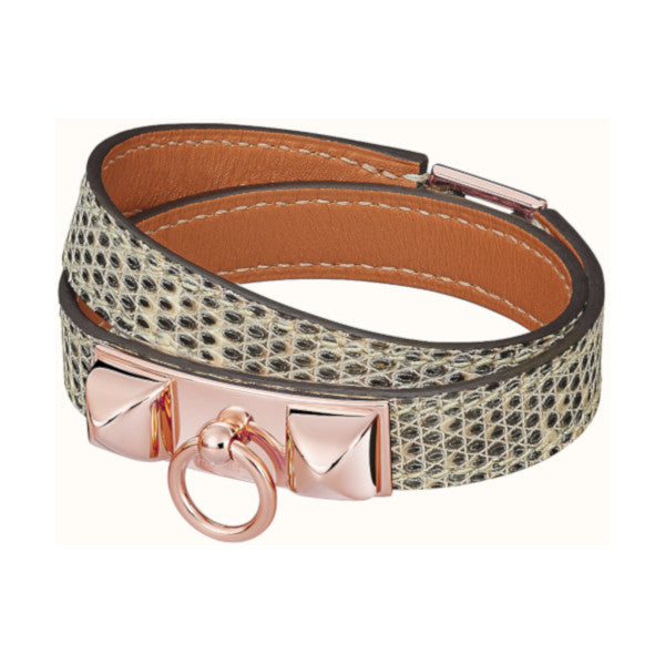 Hermès Rivale Double Tour Ombre Lizard with Rose Gold Hardware