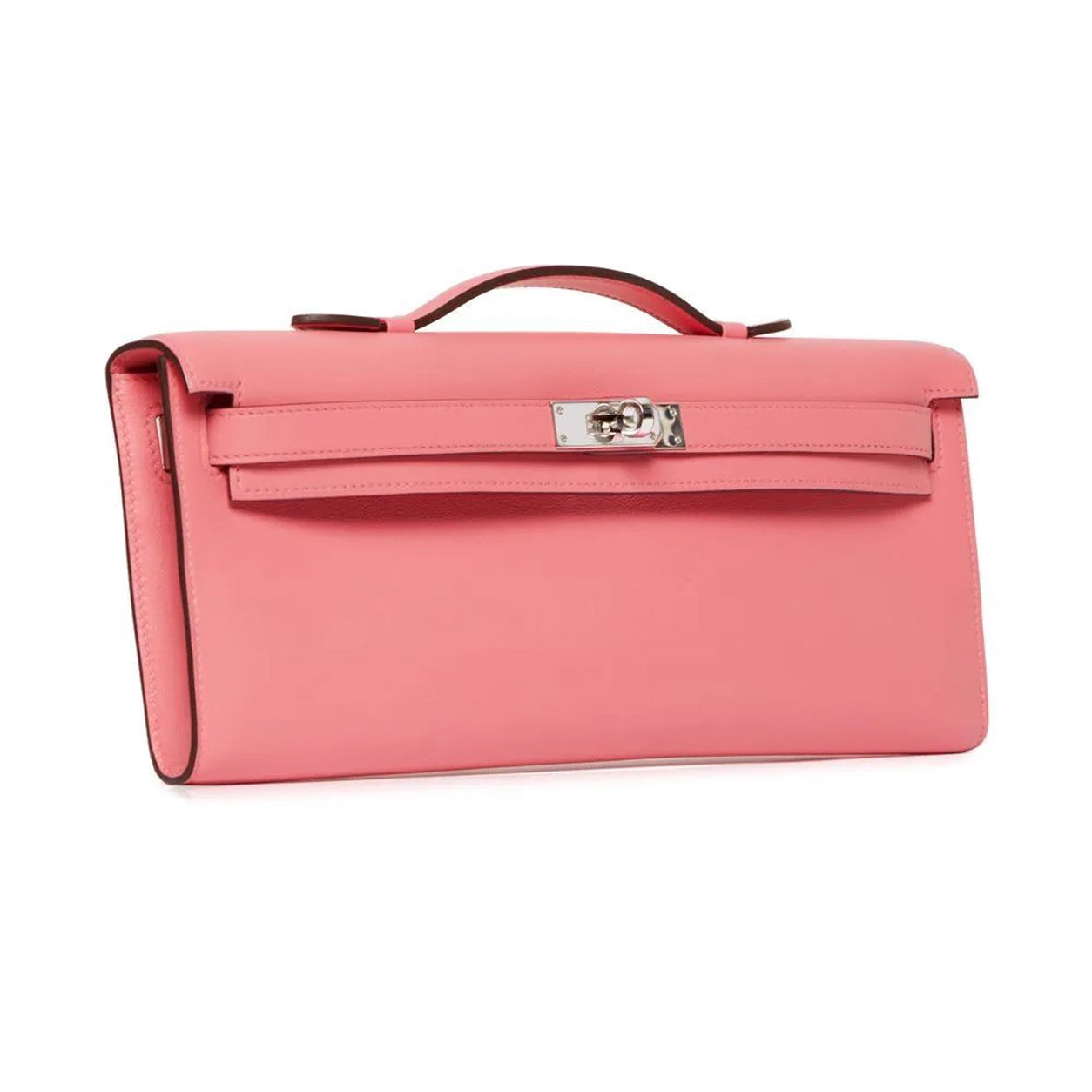 Hermès Kelly 31cm Rose Azalee Cut Pochette Swift PHW - Preloved