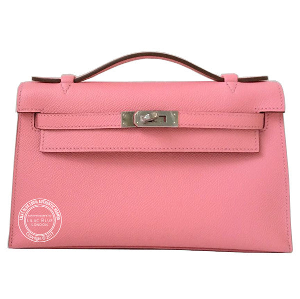 Hermès Kelly 22cm Rose Confetti Mini Pochette Epsom PHW