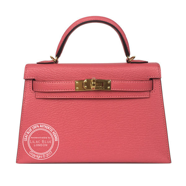 Hermès Kelly 20cm Rose Lipstick Chevre GHW