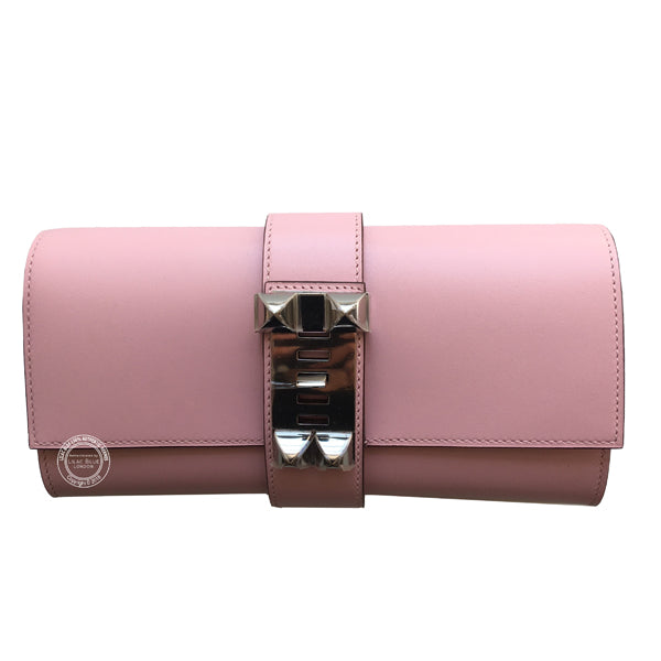 Hermès Medor Clutch Rose Sakura Tadelakt PHW