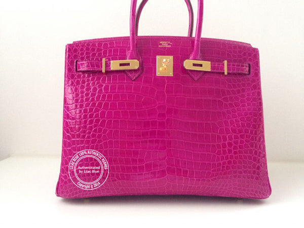 Hermès Birkin 35cm Rose Scheherazade Shiny Croc GHW