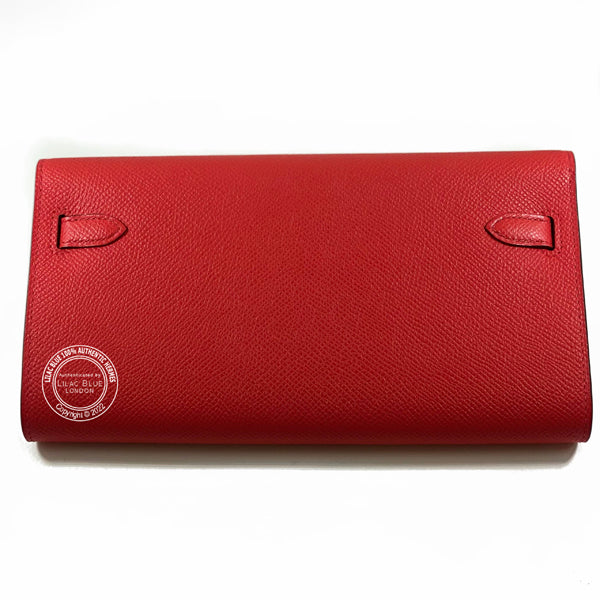 Hermès Kelly Wallet to Go Rouge de Coeur/Rose Extreme Verso Epsom GHW