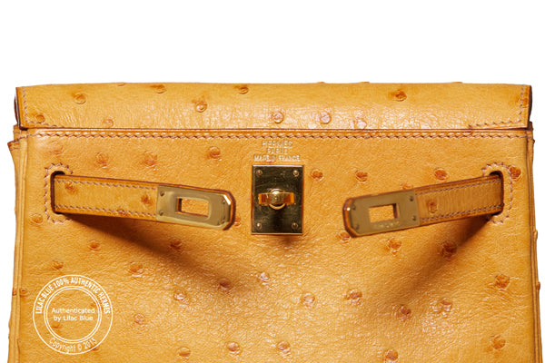 Hermès Kelly a Dos Saffron Ostrich GHW - Preloved