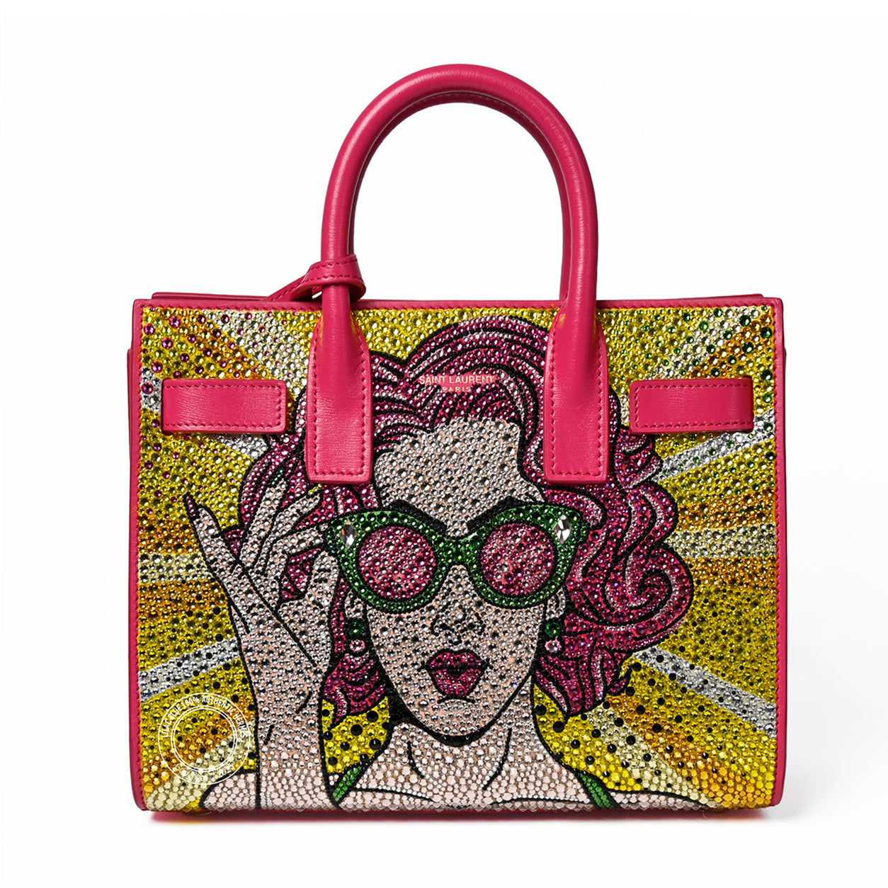 Saint Laurent Sac de Jour Nano Pink/Pop Art Calfskin with Swarovski Crystals