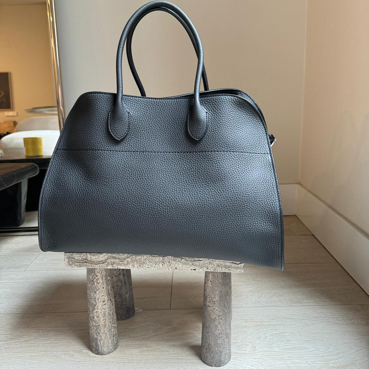 The Row Margaux Black Matte Calf Palladium - New