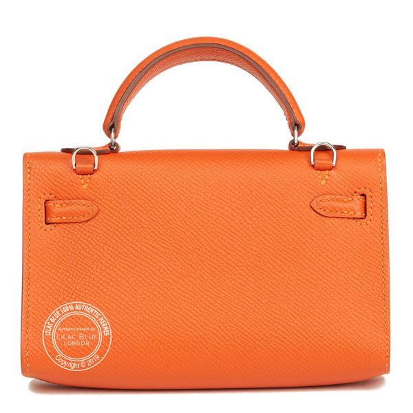 Hermès Kelly 14cm Tiny Orange Epsom PHW - Preloved
