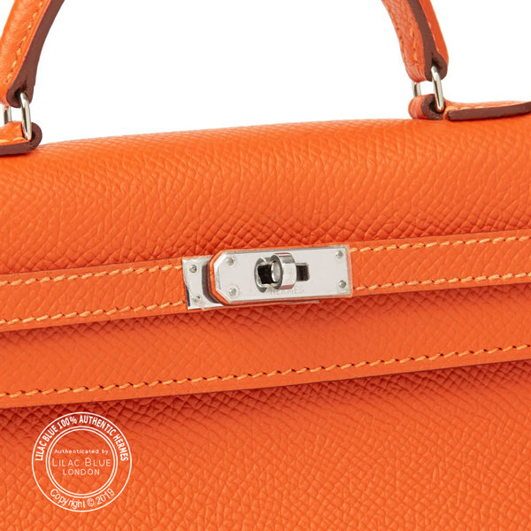 Hermès Kelly 14cm Tiny Orange Epsom PHW - Preloved