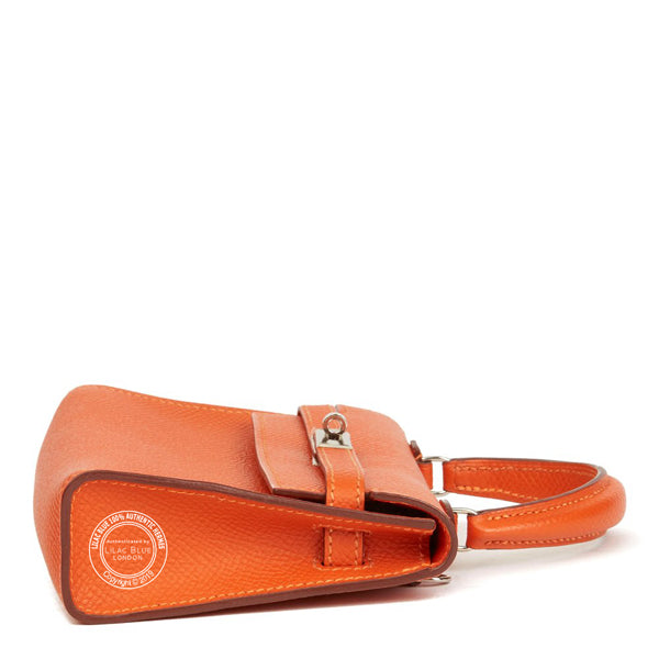 Hermès Kelly 14cm Tiny Orange Epsom PHW - Preloved