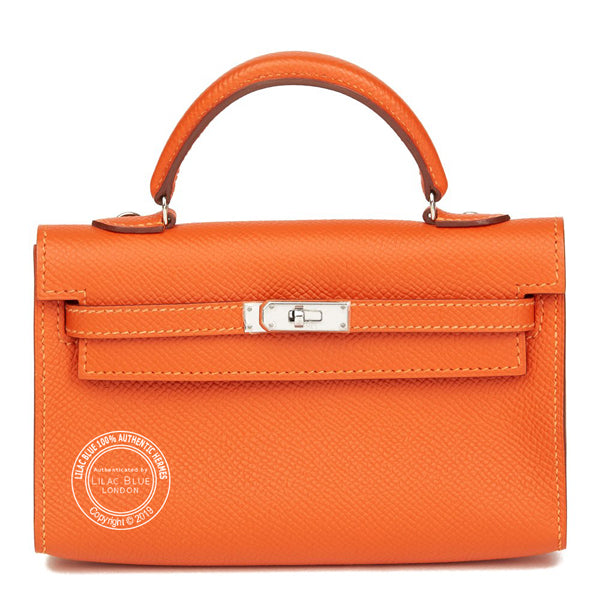Hermès Kelly 14cm Tiny Orange Epsom PHW - Preloved