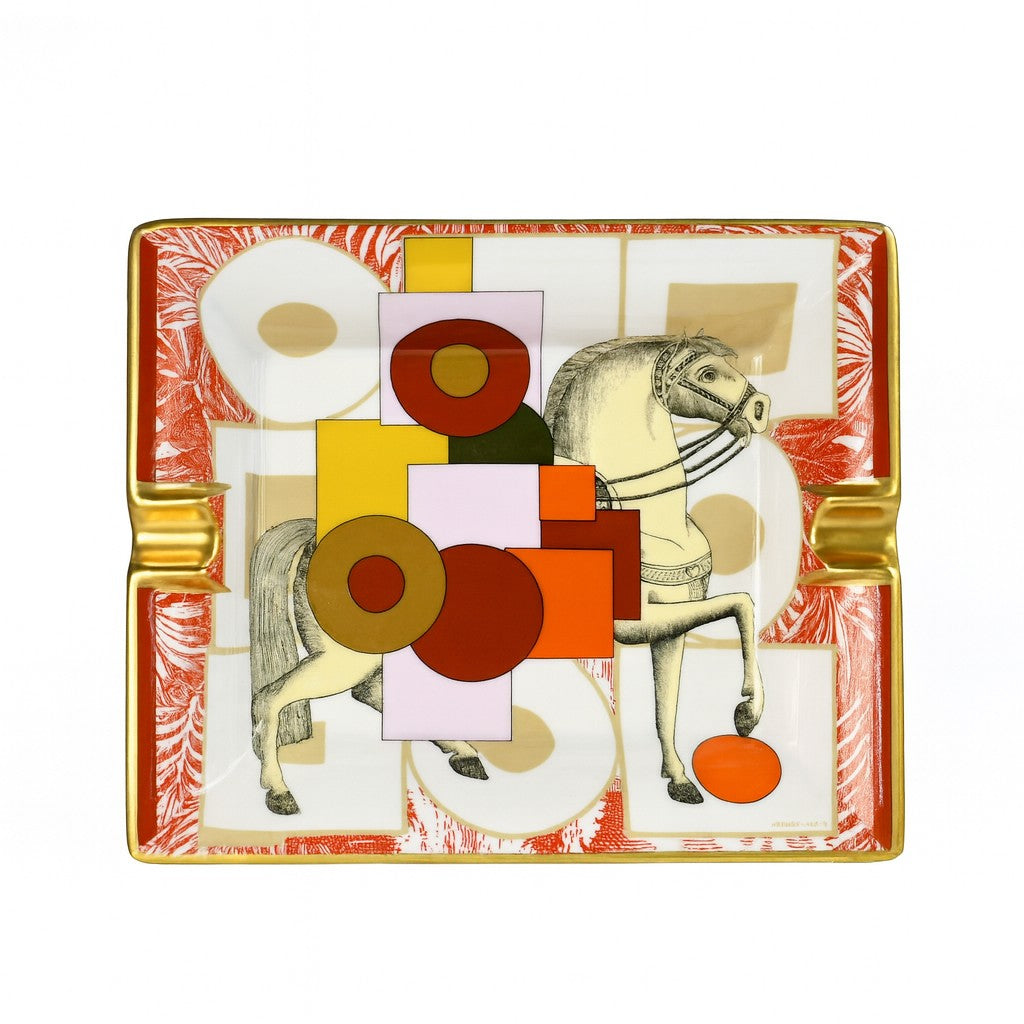 Hermès Ashtray Cavalier au Formes in Tangerine