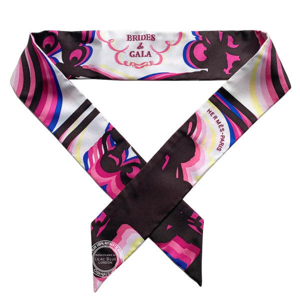 Hermès Twilly Brides De Gala Shadow. Rose Vif, Marron, Jaune (pair)