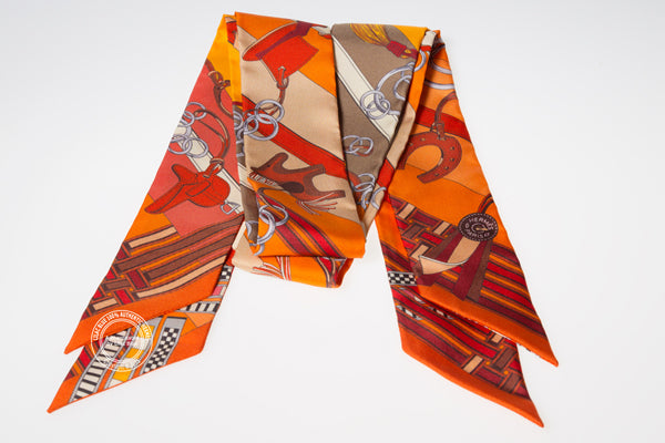 Hermès Twilly Brides de Gala. Orange, Beige, Corail (pair)