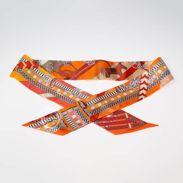Hermès Twilly Brides de Gala. Orange, Beige, Corail (pair)