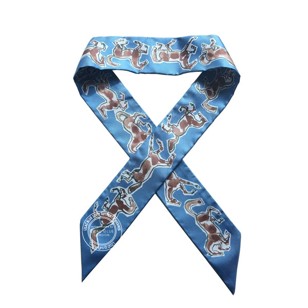 Hermès Twilly Chevaux en Liberte. Bleu Glacier, Beige Rose, Blanc (single)