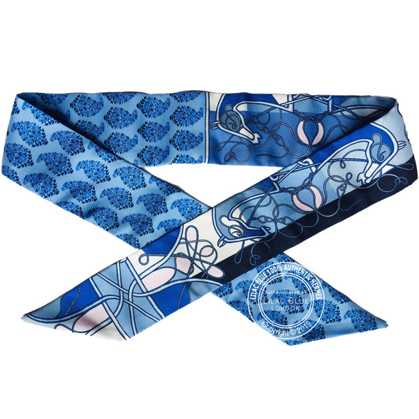 Hermès Twilly Coup de Fouet au Bloc. Bleu, Rose Pale, Blanc - Preloved