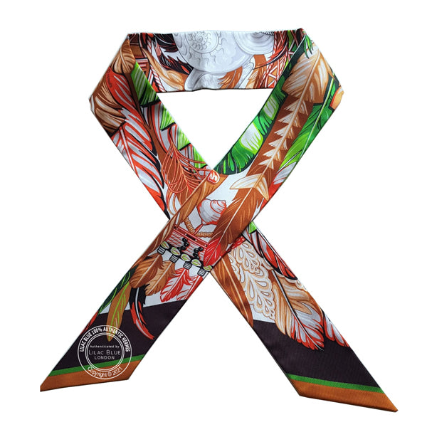 Hermès Twilly Danse Pacifique. Vert Vif, Corail, Brun - Preloved