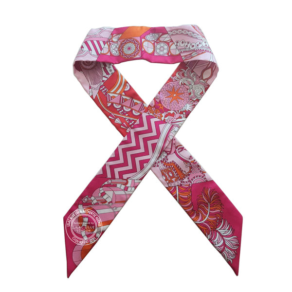 Hermès Twilly De l'Ombrelle aux Duels. Fuchsia, Rose Pale, Orange (single)