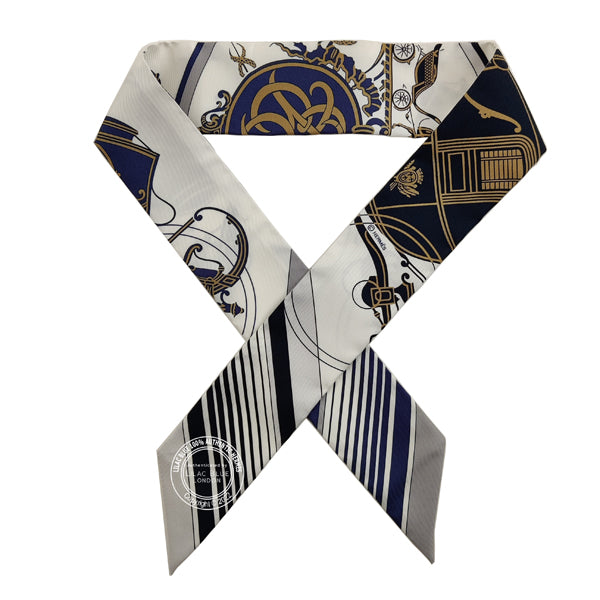 Hermès Twilly Ex Libris. Blanc, Marine, Gris (pair)