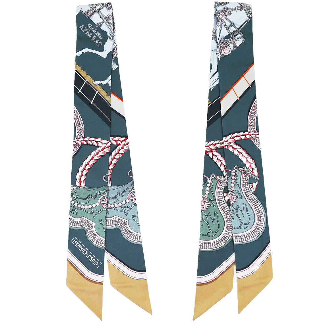 Hermès Twilly Grand Apparat. Vert Argile, Beige, Rose