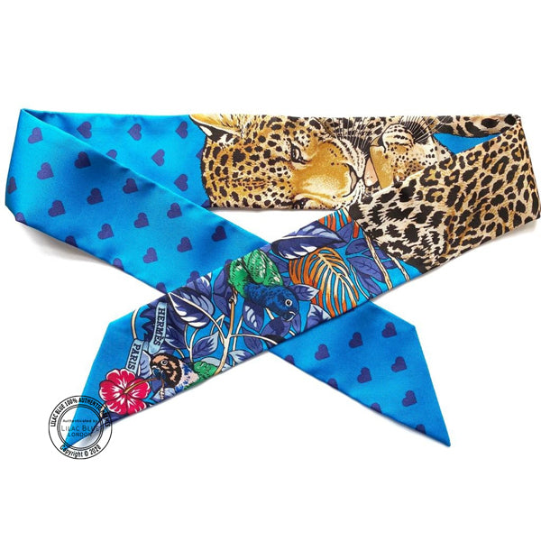 Hermès Twilly Jungle Love Love. Bleu Gitane, Gris Bleute, Brun