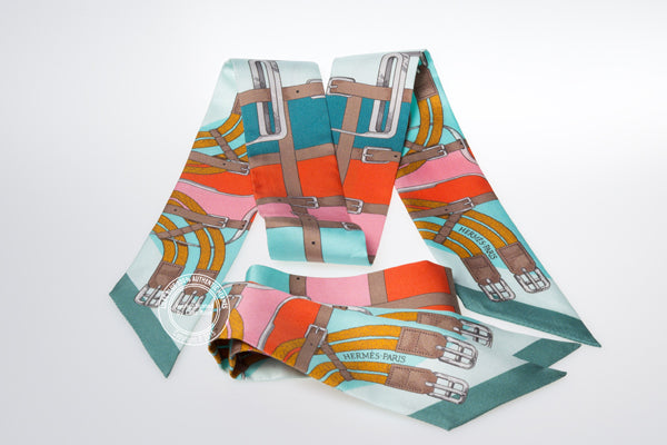 Hermès Twilly Mors a Jouets. Aqua, Orange, Rose (2 pieces)