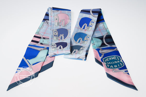 Hermès Twilly Tatersale. Petrole, Ciel, Rose Poudre (2 pieces)