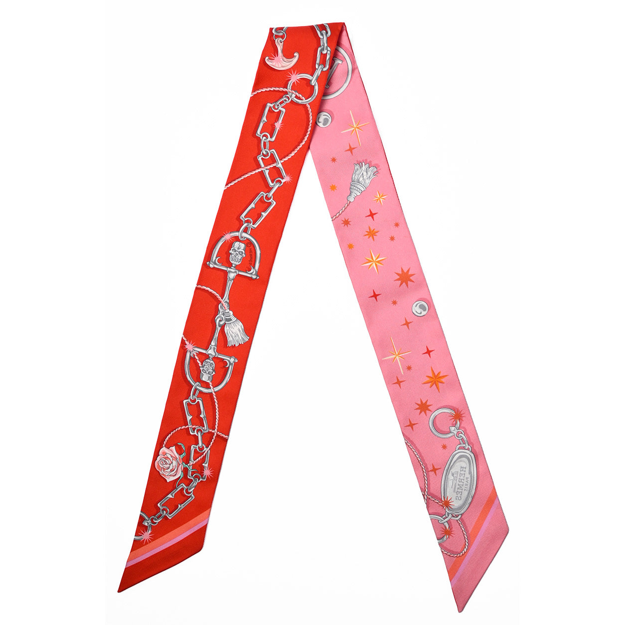 Hermès Twilly C'est la Fete. Rose Bonbon/Orange/Rouge