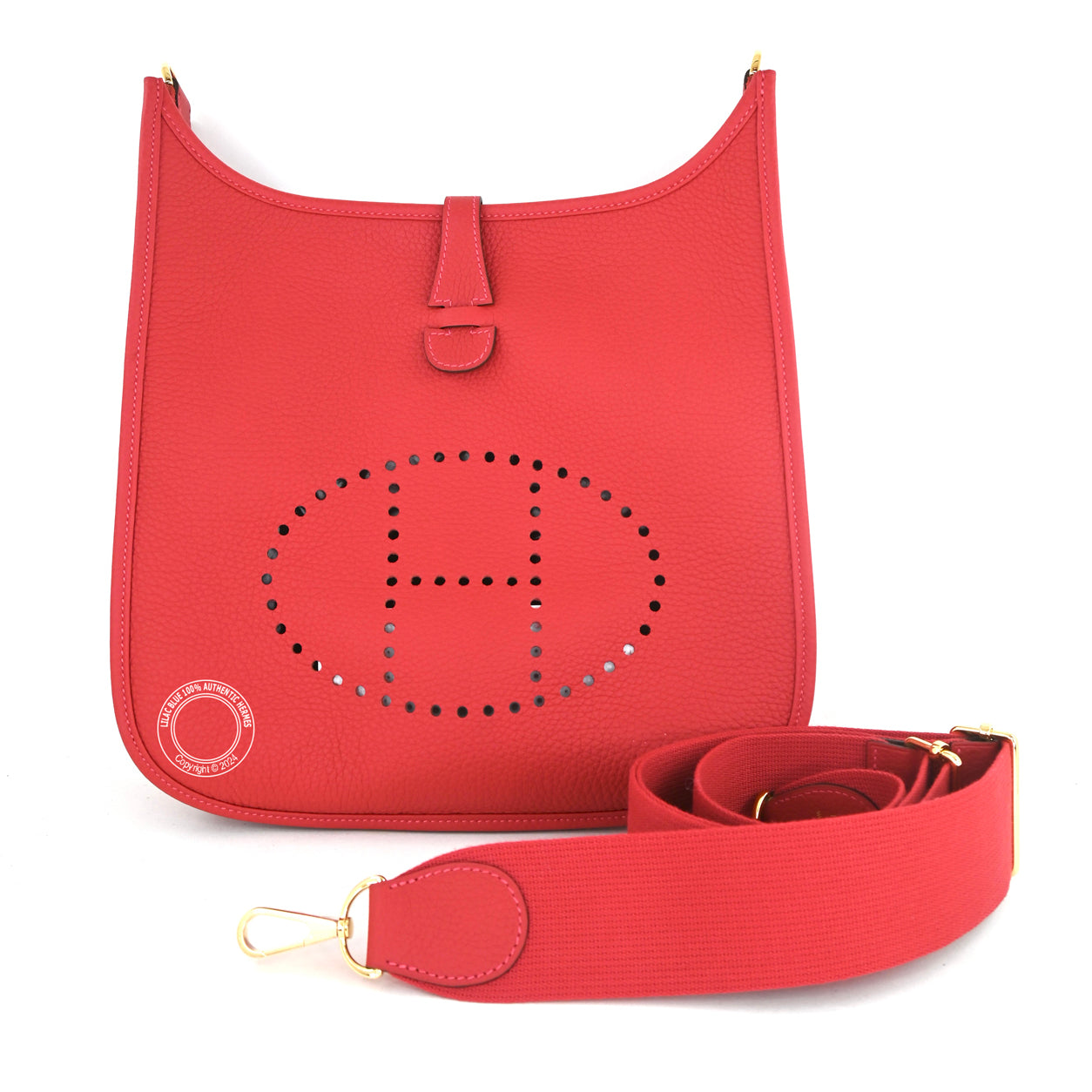 Hermes Evelyne 29cm Vermillion Clemence GHW