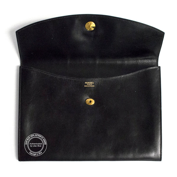 Hermes Rio Envelope Clutch Black Box - Vintage