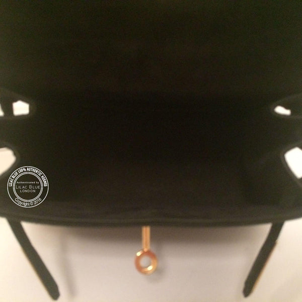 Hermes Kelly 20cm Black Silk/Suede GHW - Vintage