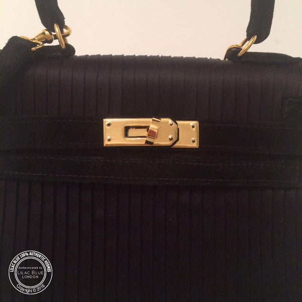 Hermes Kelly 20cm Black Silk/Suede GHW - Vintage