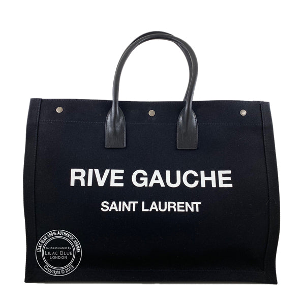 Saint Laurent Rive Gauche Black Tote Linen & Leather