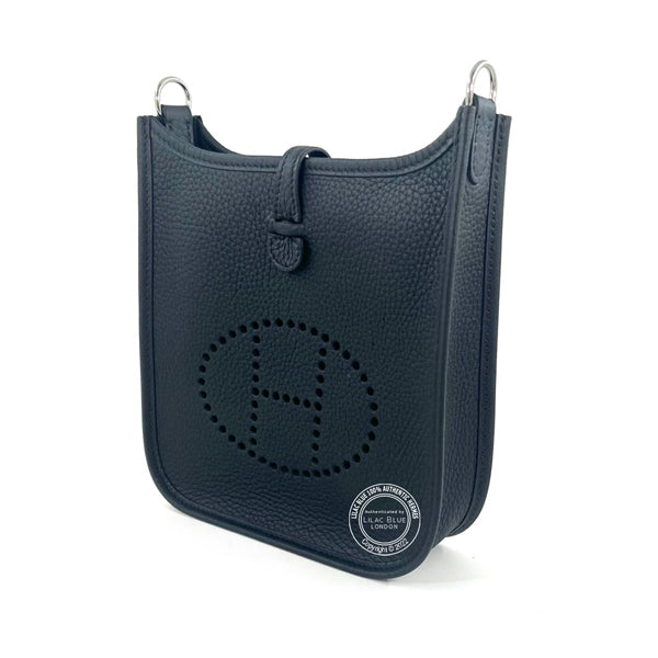 Hermes Evelyne 16cm Black Mini Clemence PHW