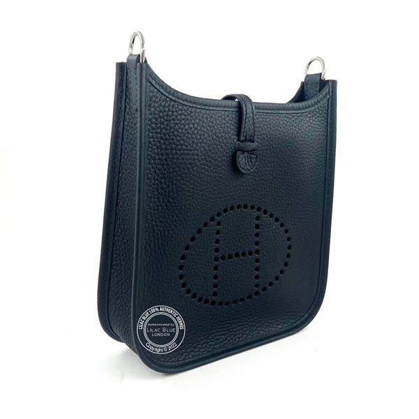 Hermes Evelyne 16cm Black Mini Clemence PHW