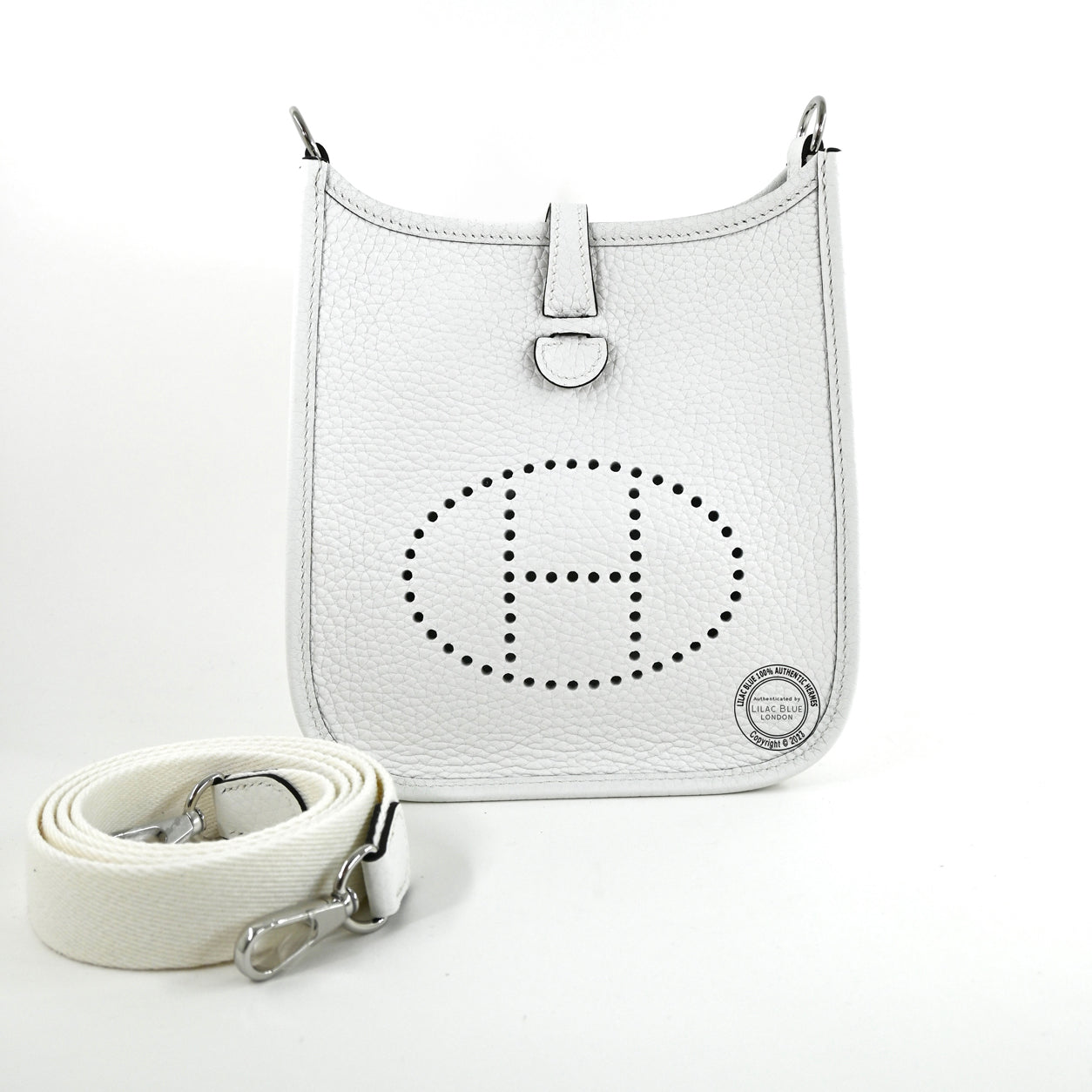 Hermès Evelyne 16cm New White Mini Clemence PHW