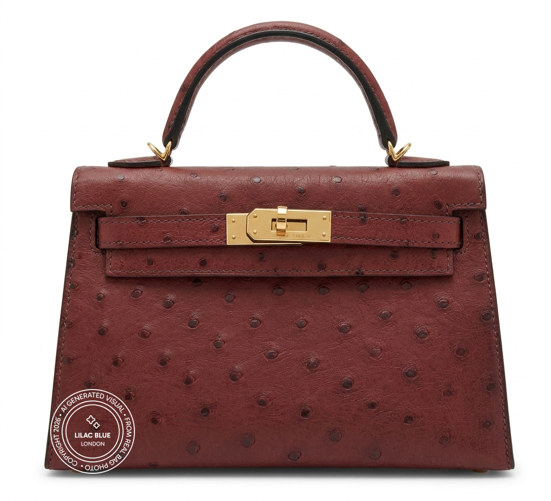 Hermès Kelly 20cm Rouge H Ostrich GHW
