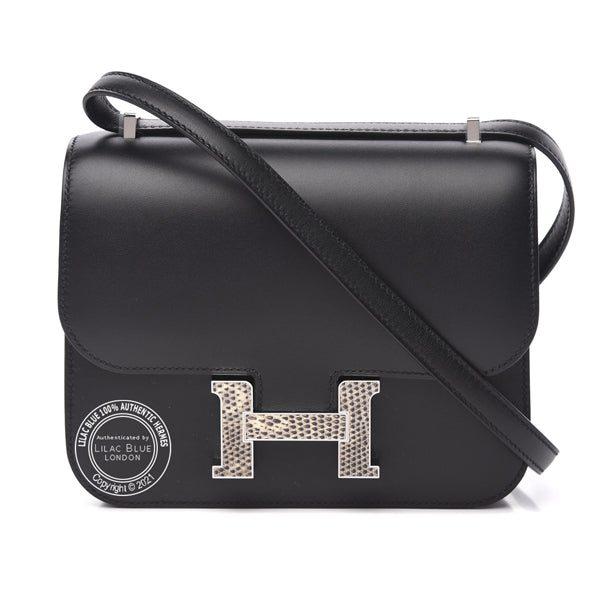 Hermès Constance 18cm Black Monsieur Lizard & PHW