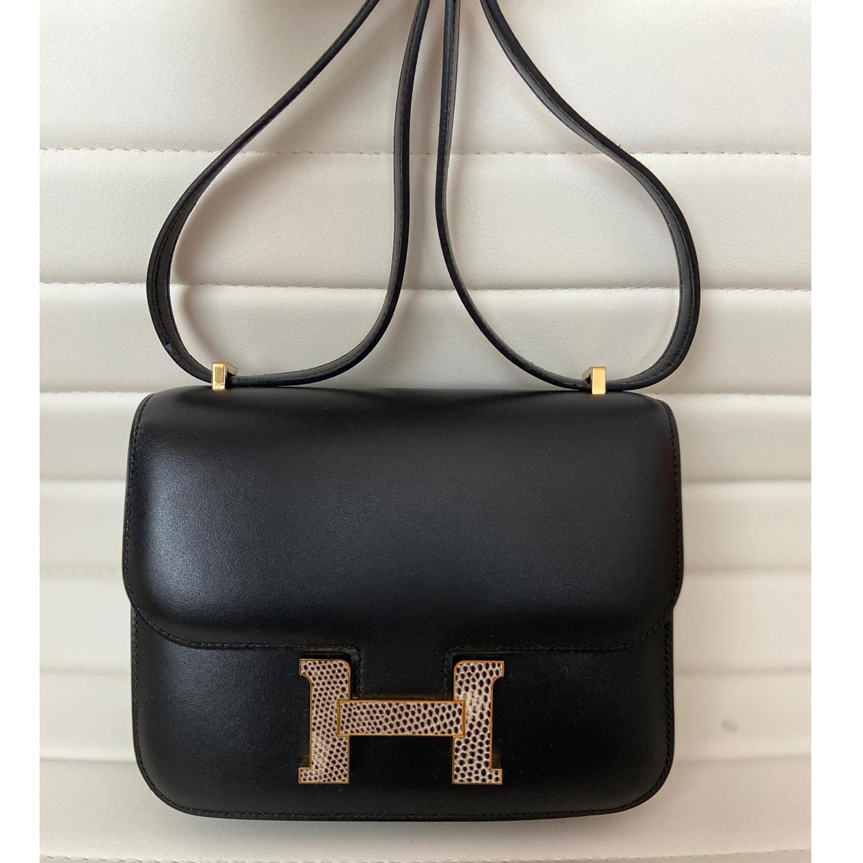 Hermes Constance 18cm Black Tadelakt Lizard & GHW