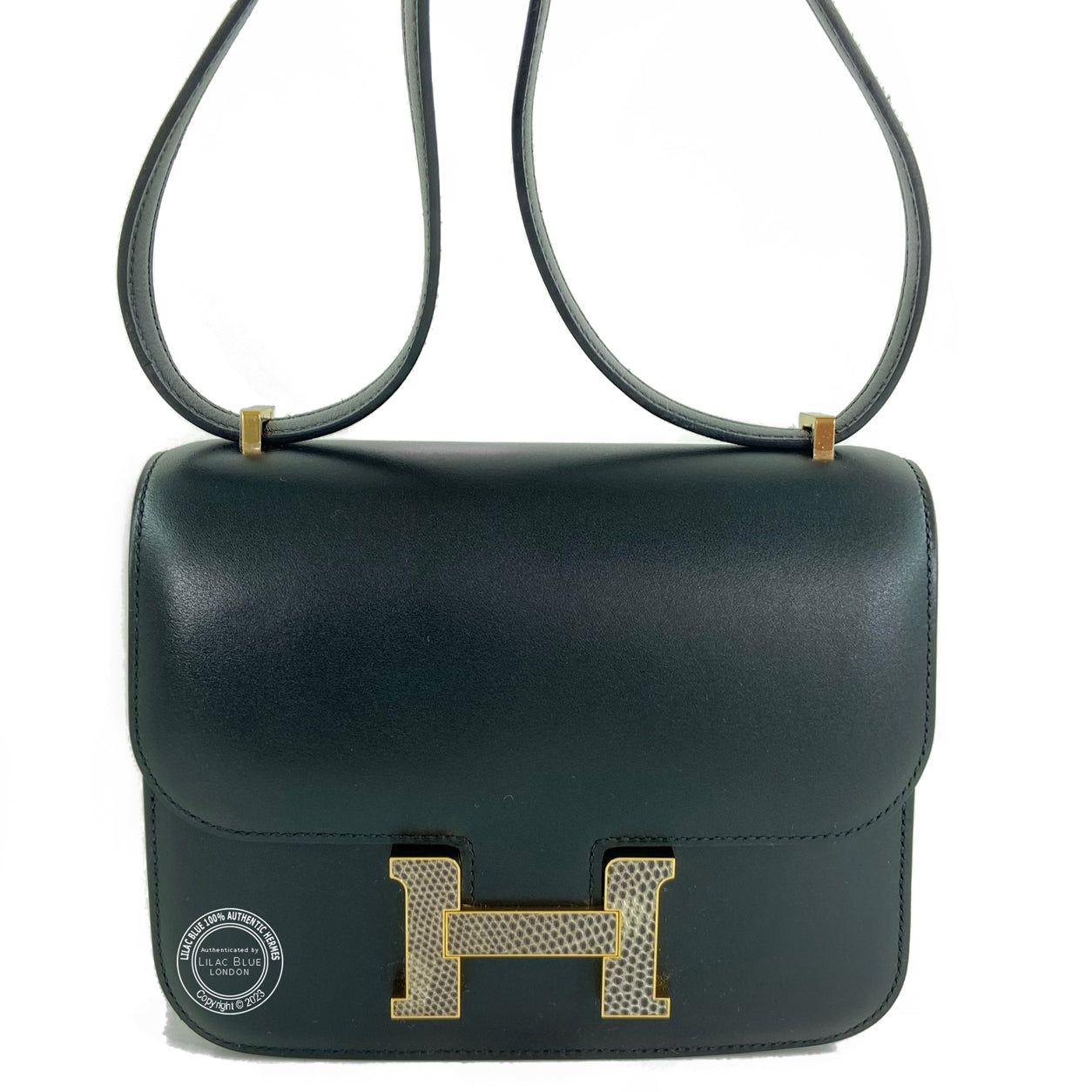 Hermes Constance 18cm Black Tadelakt Lizard & GHW