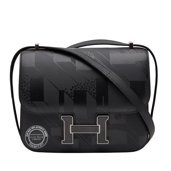 Hermès Constance 18cm Black "Imprime" Sombrero Black Hardware