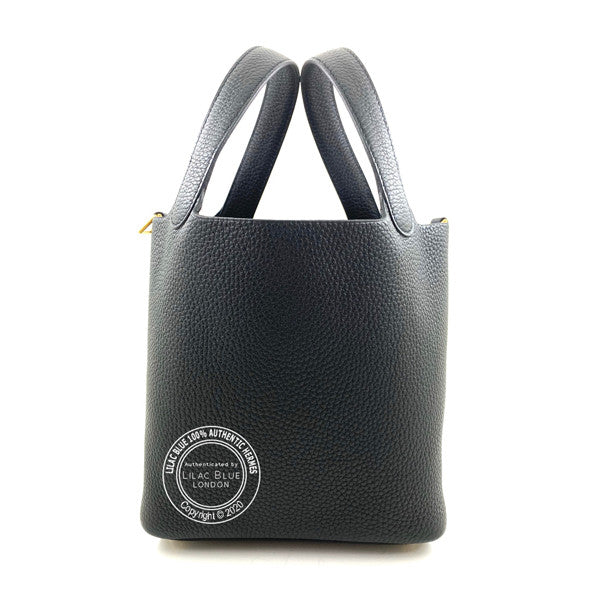 Hermes Picotin 18cm Black Clemence GHW