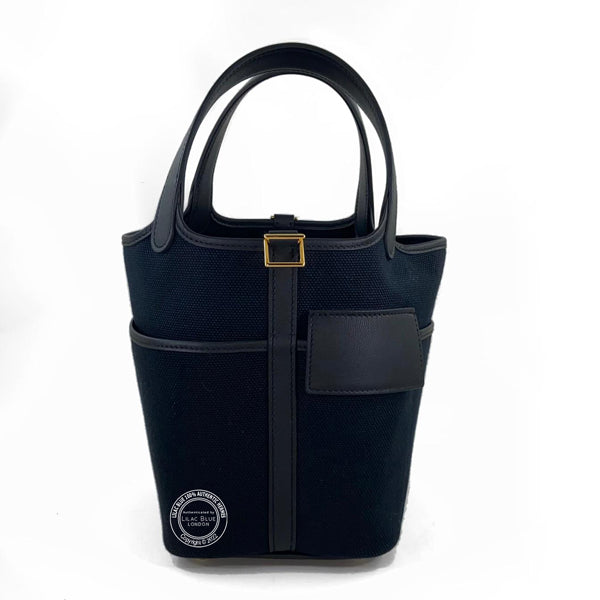 Hermès Picotin 18cm Black Cargo Toile/Swift GHW