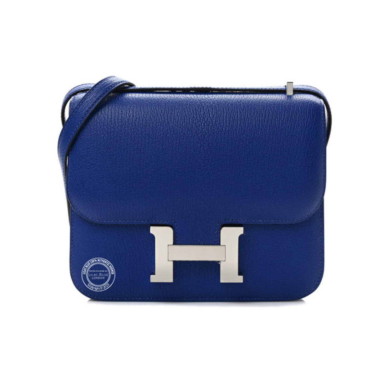 Hermès Constance 18cm Bleu Electrique Chevre PHW