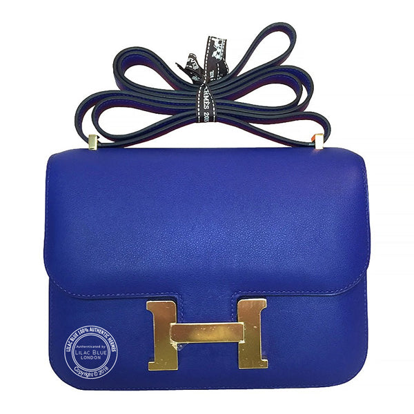 Hermès Constance 18cm Bleu Electrique Swift GHW