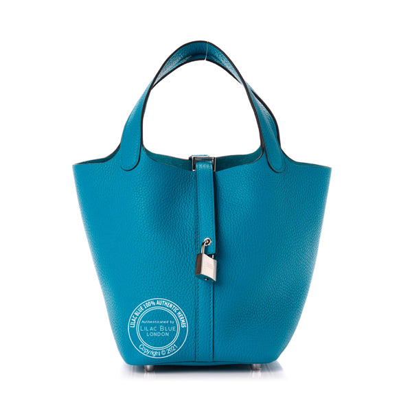 Hermès Picotin 18cm Bleu Frida Clemence PHW