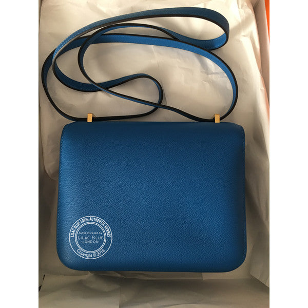 Hermès Constance 18cm Bleu Hydra Evercolor GHW